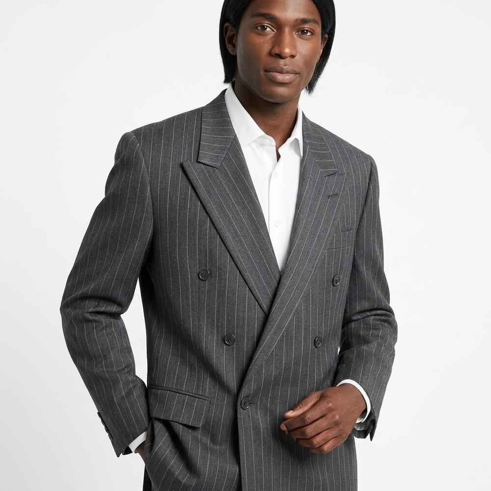 Vintage  Nino Cerruti Made in USA Gray Pinstripe Suit Men See Measurements